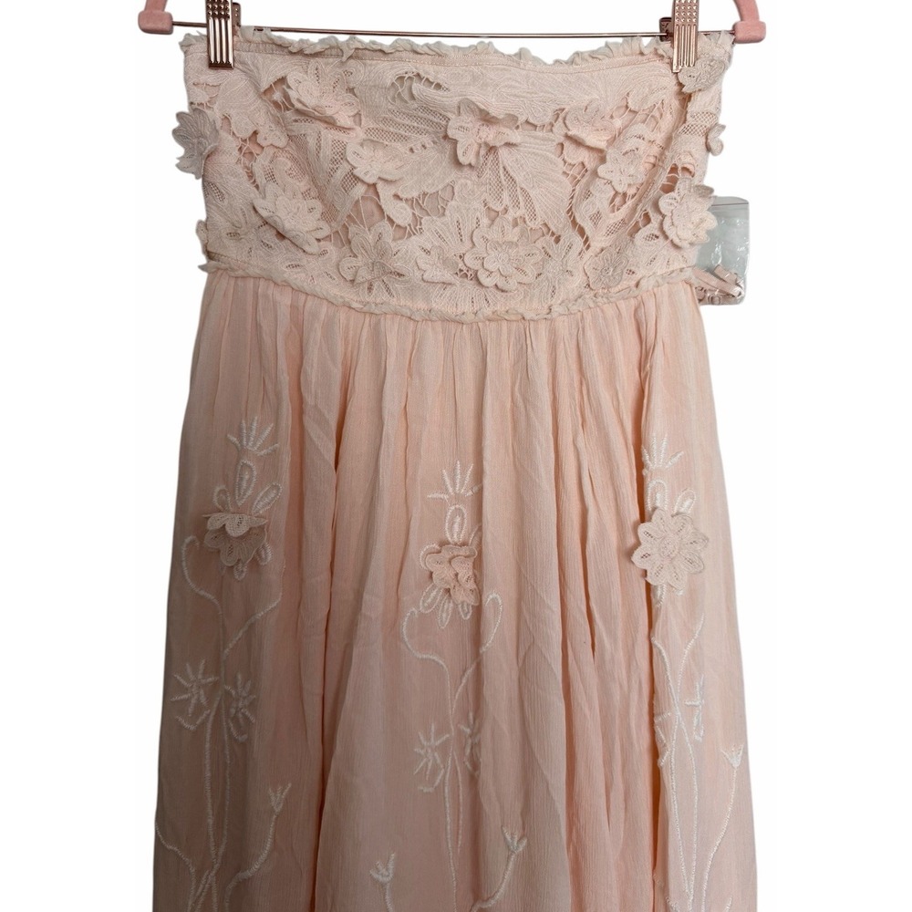 Free People Rosa 3D Floral Embroidered Maxi Dress Peach Women's Size Small - Picture 3 of 16
